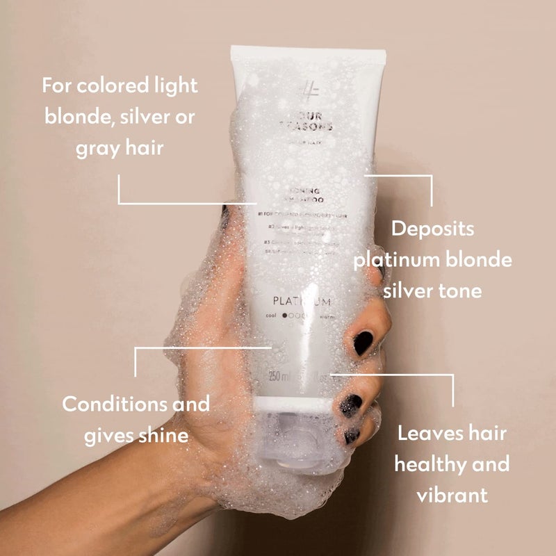 FOUR REASONS Color Depositing Shampoo for Color Treated Hair - Platinum Blonde/Grey, Sulfate Free Grey Hair Toner, , 8.45 Fl Oz - Image 3