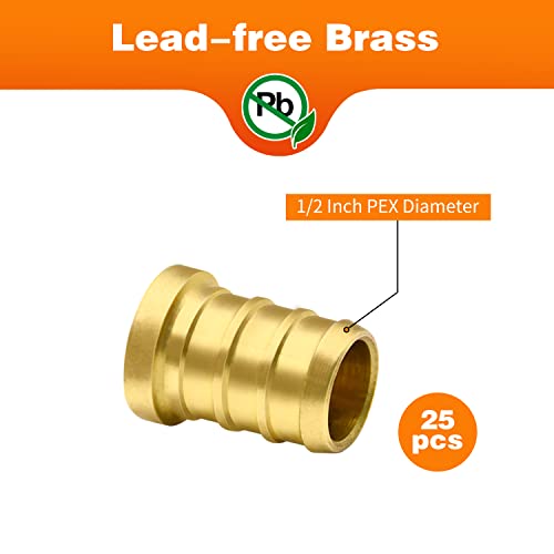 Ruby Q 25 Pack 1/2" PEX Barb Plug End Cap, Brass PEX Barb Plug End Cap Pipe Fitting - Image 2