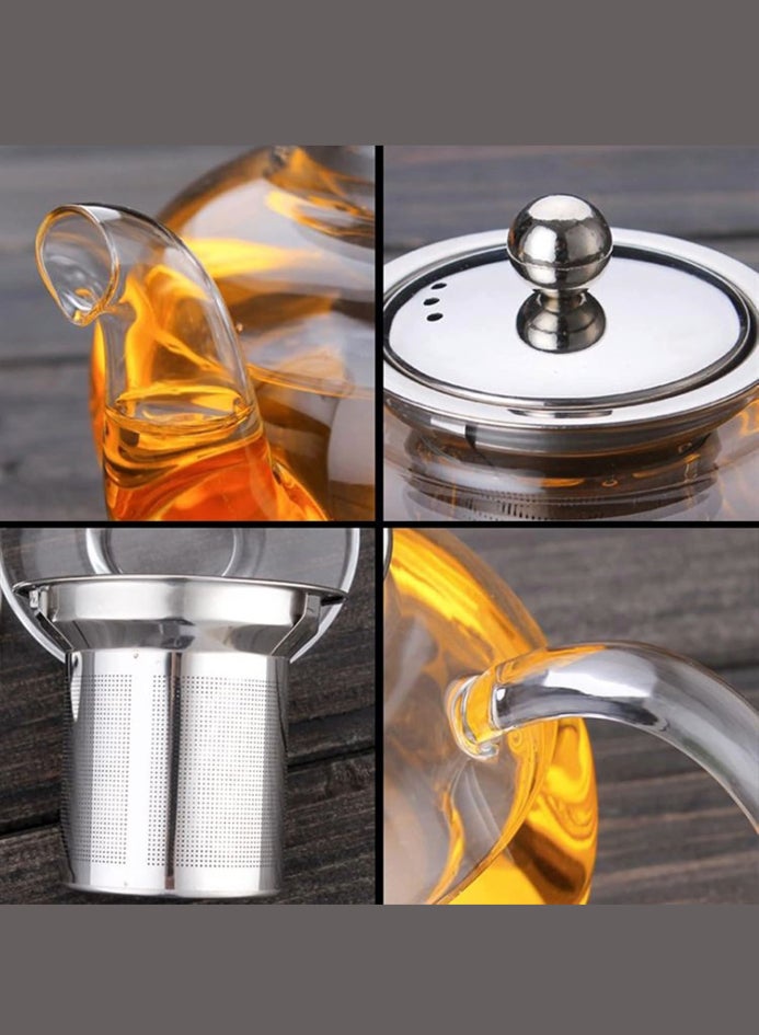 DESSINI Glass Tea Kettle with Removable Infuser BPA Free Durable Teapot Coffee Pot Tea Brewer 1000ML  - Image 3