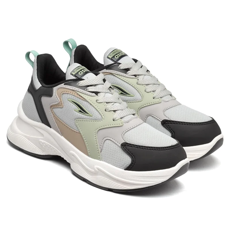 Asian Light Grey and Black Sneakers for Women and Girls