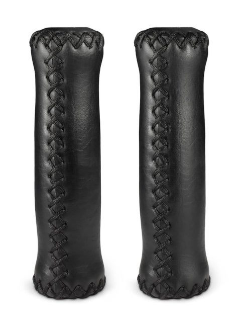 Cruiser Bike Handlebar Grips, Anti-Slip & Comfortable Black Vinyl Leather Grips in 13.5cm with Hand-Stitched Seam for 22.2mm (7/8") Beach Cruiser Bicycle Handlebar for Woman & Man