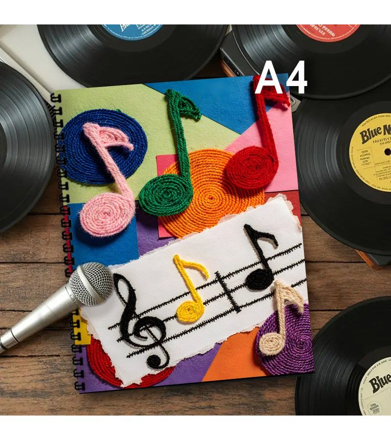 A4 Piano Staff Notebook 50 Sheets 100 Pages Music Book with Piano Key Cover - Image 4
