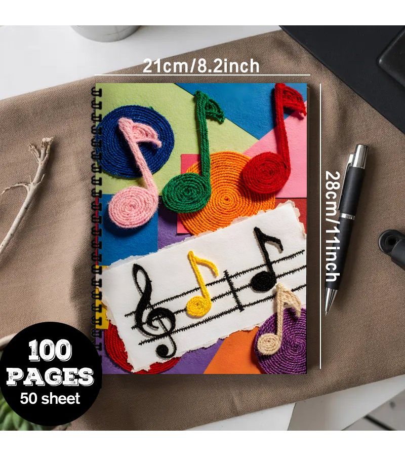 A4 Piano Staff Notebook 50 Sheets 100 Pages Music Book with Piano Key Cover - Image 5