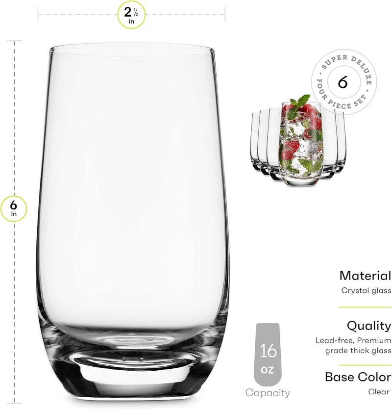 MITBAK 13 - OZ Drinking Glasses (Set of 6) | Highball Glasses Tumblers for Mixed Drinks, Water, Juice, beer, cocktail | Kitchen Glassware Set, Excellent Gift | Glass cups Made In Slovakia - Image 5