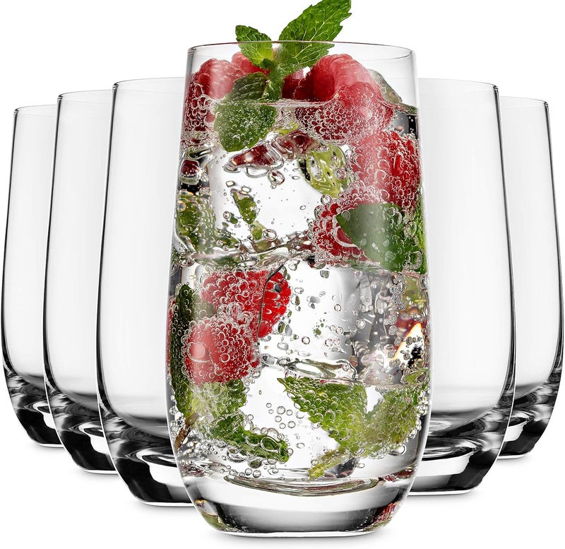 MITBAK 13 - OZ Drinking Glasses (Set of 6) | Highball Glasses Tumblers for Mixed Drinks, Water, Juice, beer, cocktail | Kitchen Glassware Set, Excellent Gift | Glass cups Made In Slovakia - Image 1
