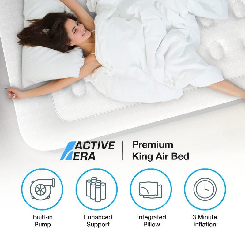 Active Era Premium King Size Air Bed with Built-in Electric Pump and Integrated Pillow - Image 2