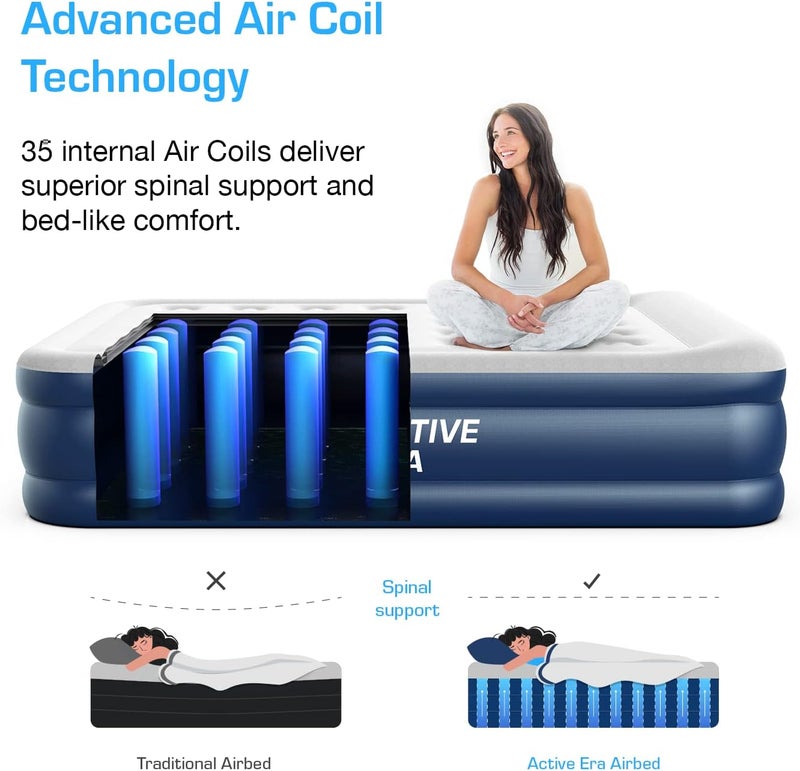 Active Era Premium King Size Air Bed with Built-in Electric Pump and Integrated Pillow - Image 3