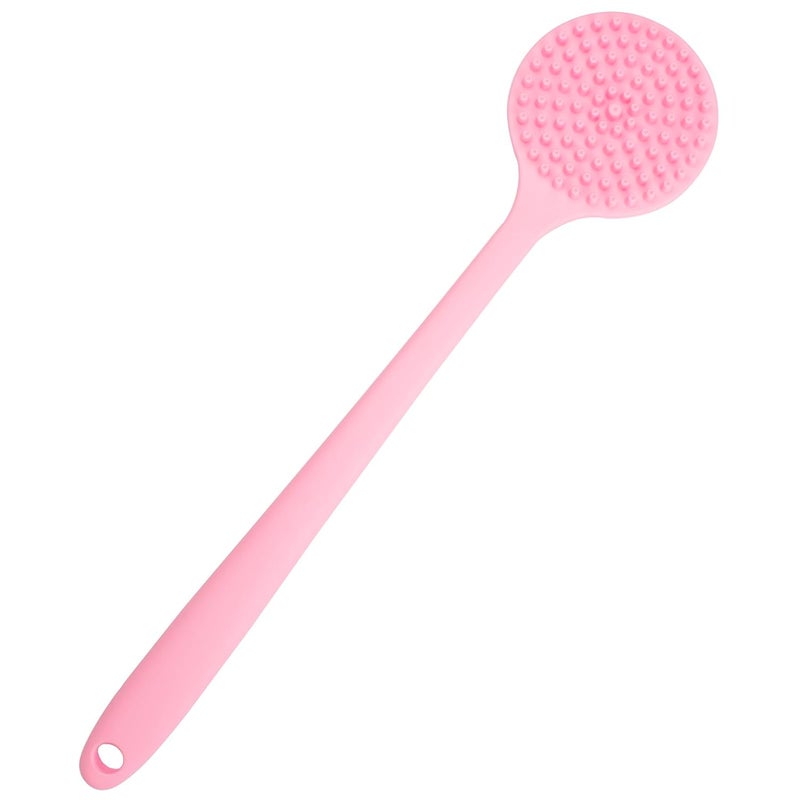 DNC Soft Silicone Back Scrubber Shower Bath Body Brush with Long Handle, BPA-Free, Blood_Circulation,Hypoallergenic, Eco-Friendly (Pink) - Image 5