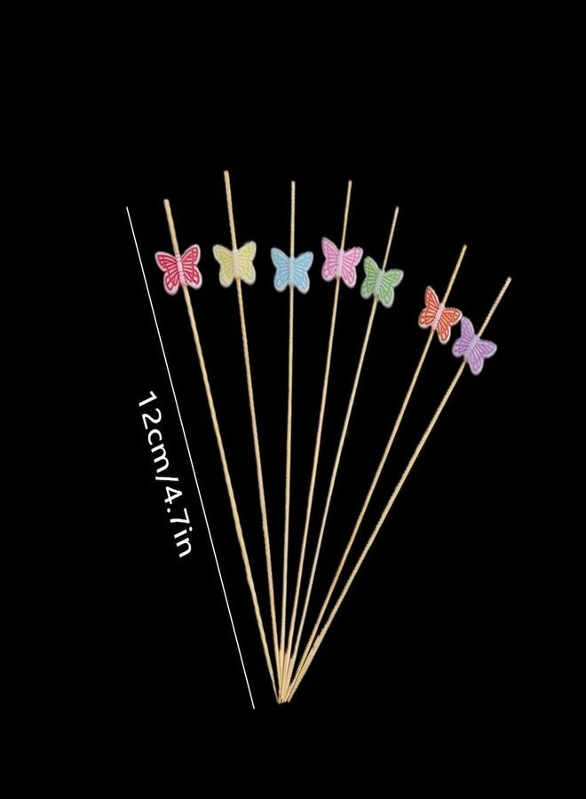 Ebonee 100 Pack Disposable Butterfly Bamboo Sticks, Long Wood Handmade Animal Toothpicks Bamboo Skewers, Snacks Dessert Cocktail Picks for Valentines Day Wedding Party Decoration (Multi-color) - Image 2