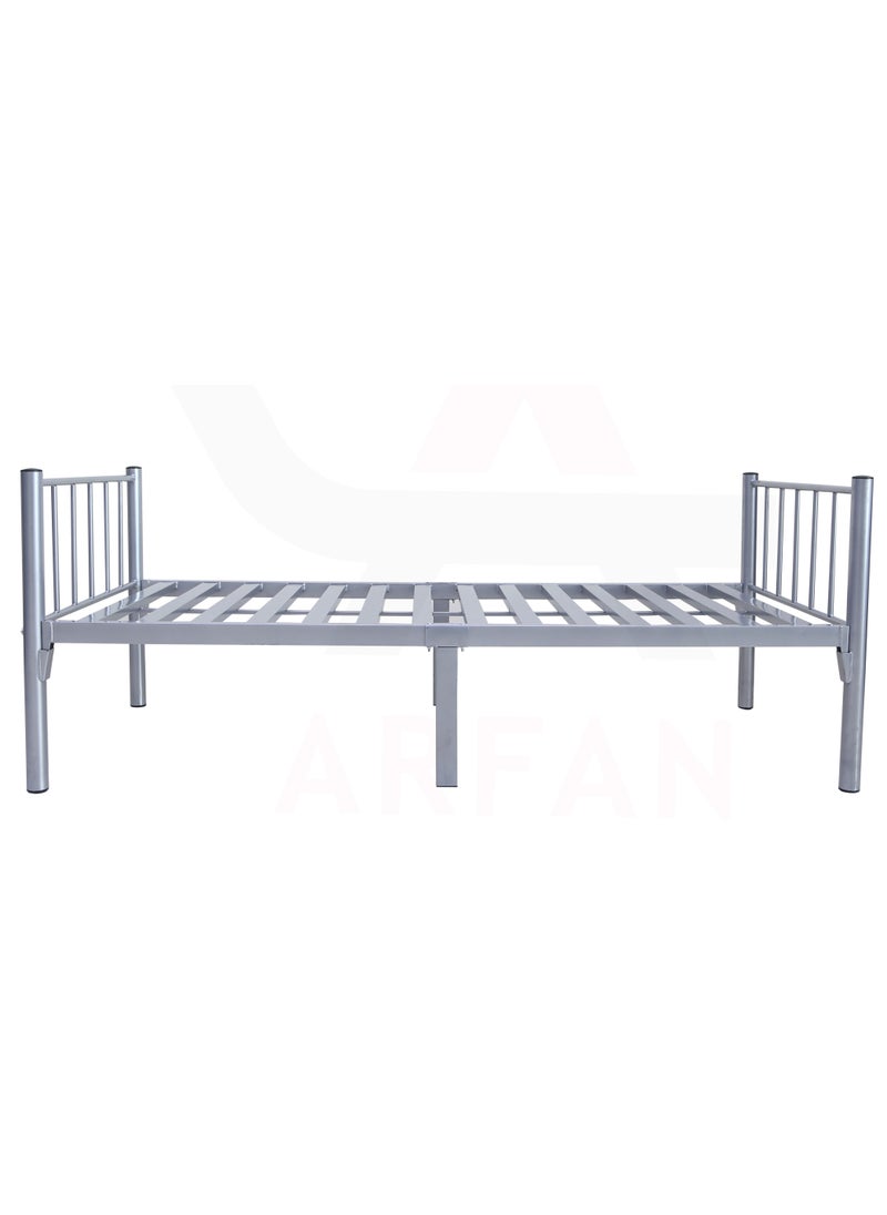 AFT - Premium Sturdy Metal Bed Frame - Single Size (90 cm x 190 cm) with Robust Construction, Sleek Silver Finish, Superior Weight Capacity, and Space-Saving Design for Bedrooms, Guest Rooms, and Dormitories. Gray (Arfan) - Image 1