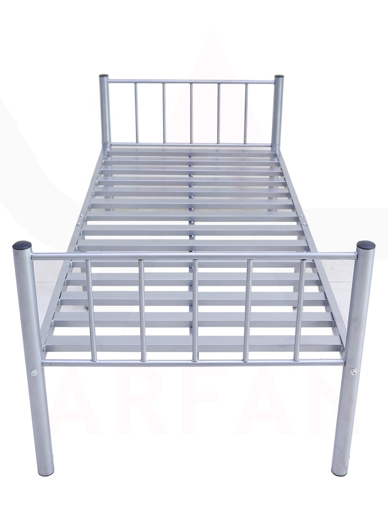 AFT - Premium Sturdy Metal Bed Frame - Single Size (90 cm x 190 cm) with Robust Construction, Sleek Silver Finish, Superior Weight Capacity, and Space-Saving Design for Bedrooms, Guest Rooms, and Dormitories. Gray (Arfan) - Image 1