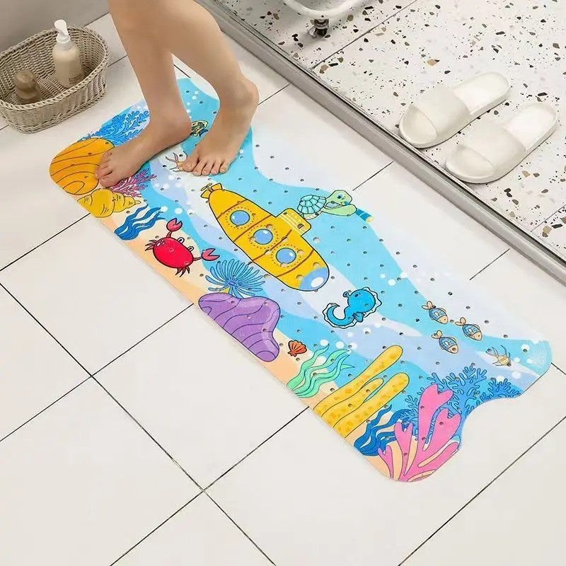 Y&D Modern Cartoon Anti-Slip PVC Baby Bath Mat - Easy Drain, Strong Suction Cups, Machine Washable - Safe & Comfortable for Home Bathroom Use - Image 3