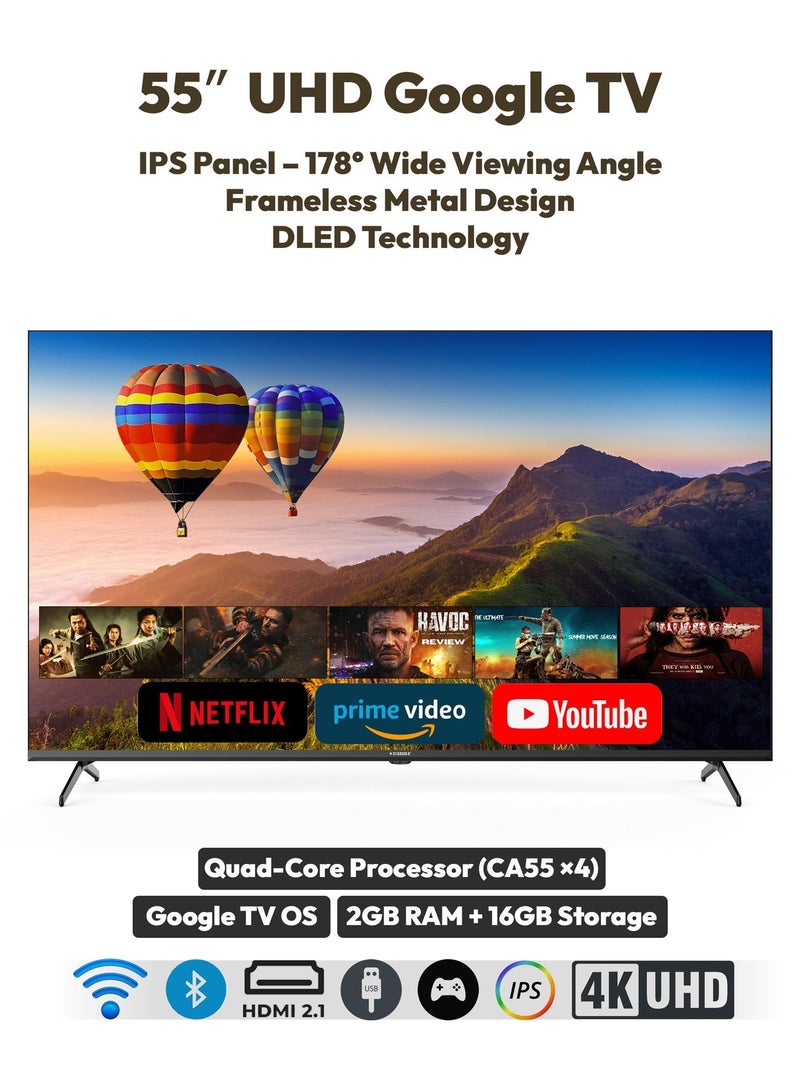 STARGOLD Best 55 inch Smart TV Metal Frameless UHD 55 inch Google TV with 2GB RAM, 16GB Storage, Bluetooth 5.1, WiFi, Dolby Audio, HDR 10, Gaming TV, 55-inch IPS Panel, 60Hz Refresh Rate, 55-inch 4K UHD Smart TV, Magic Remote, 55-inch TV Box, Google Assistant, 55 inch TV Screen, Best TV for World Cup  55 inch Smart TV Sale, and Dynamic Backlight - Image 2