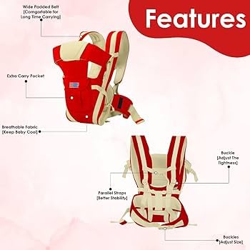MELVIS Baby Carrier Bag with 4 Carry Positions, Adjustable Hands-Free Baby Toddler Front & Back Carrier for 4 to 24 Months Baby, Baby Sefty Belt/Child Safety Strip, Max Weight Up to 15 Kgs (Maroon) - Image 4