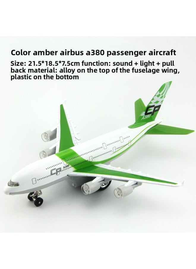 Color Pepper Alloy Aircraft Space Shuttle Model Pull-back Alloy European Airbus A380 Passenger Plane Toy 51503A-Color:Blue  - Image 2