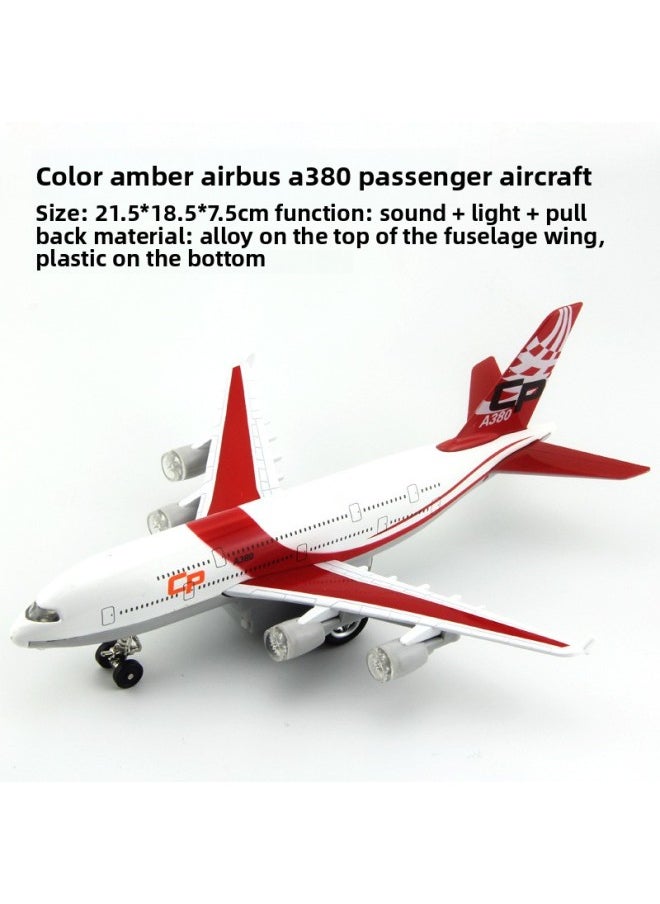Color Pepper Alloy Aircraft Space Shuttle Model Pull-back Alloy European Airbus A380 Passenger Plane Toy 51503A-Color:Blue  - Image 3