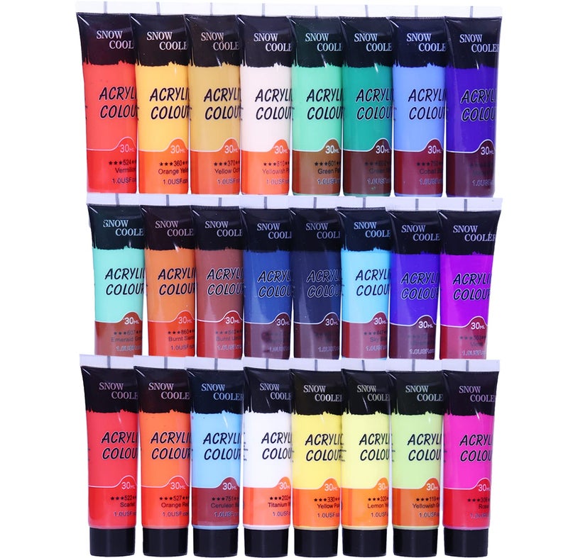 SNOW COOLER Acrylic Paint Set for Painting, 24 Vibrant Acrylic Colors 30ml for Canvas, Wood, Fabric, Leather, Cardboard, Paper and Crafts - Image 1