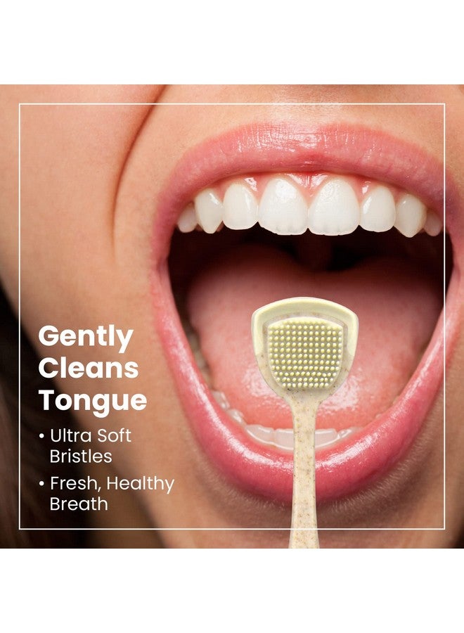 Lindo Eco-Friendly Tongue Cleaners, Tongue Scrapers, Oral Care Cleaners, Reduce Bad Breath, Soft Silicone Bristles, Natural, Vegan, 2 Pack - Image 2