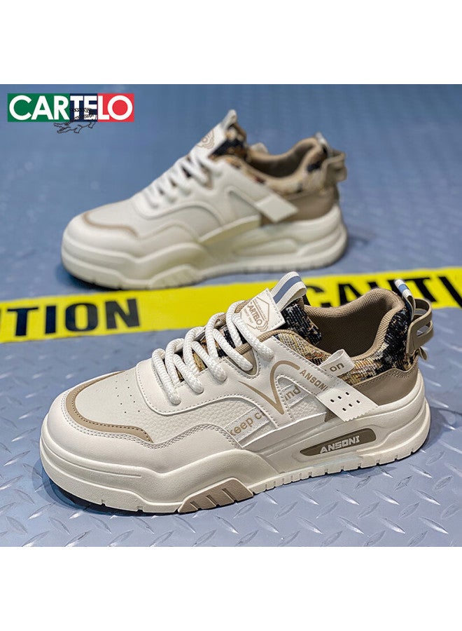 Cartelo Men's Shoes, Autumn And Winter Popular Casual Sneakers, Soft-soled Sports White Shoes For Men, Beige, Size 43 - Image 3
