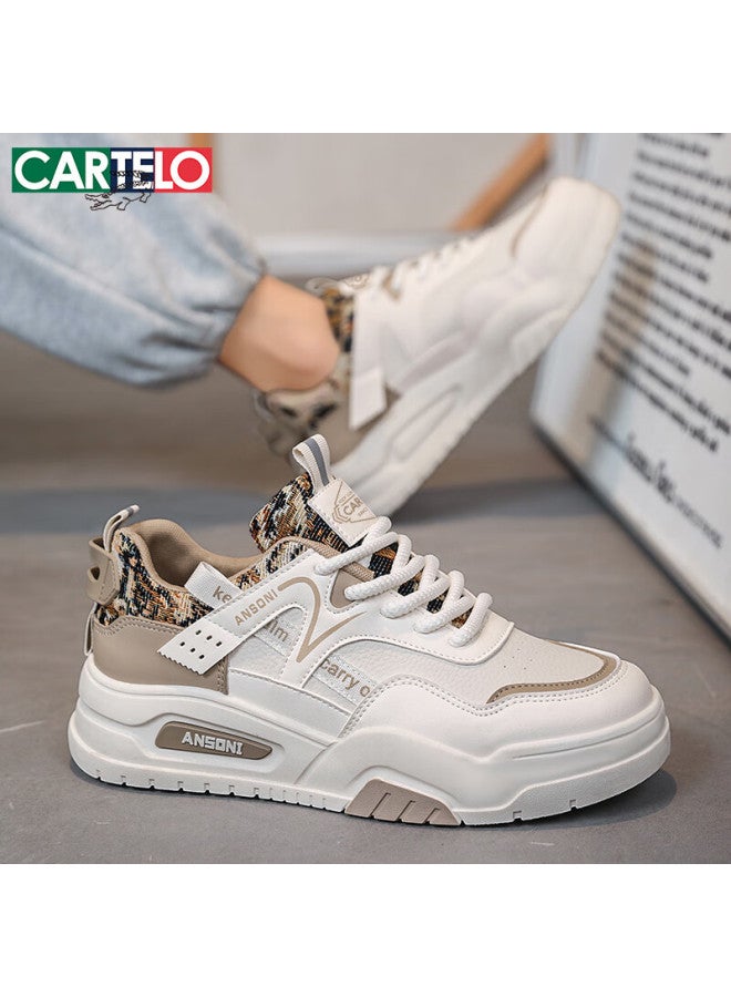 Cartelo Men's Shoes, Autumn And Winter Popular Casual Sneakers, Soft-soled Sports White Shoes For Men, Beige, Size 43 - Image 1