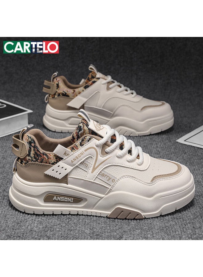 Cartelo Men's Shoes, Autumn And Winter Popular Casual Sneakers, Soft-soled Sports White Shoes For Men, Beige, Size 43 - Image 4