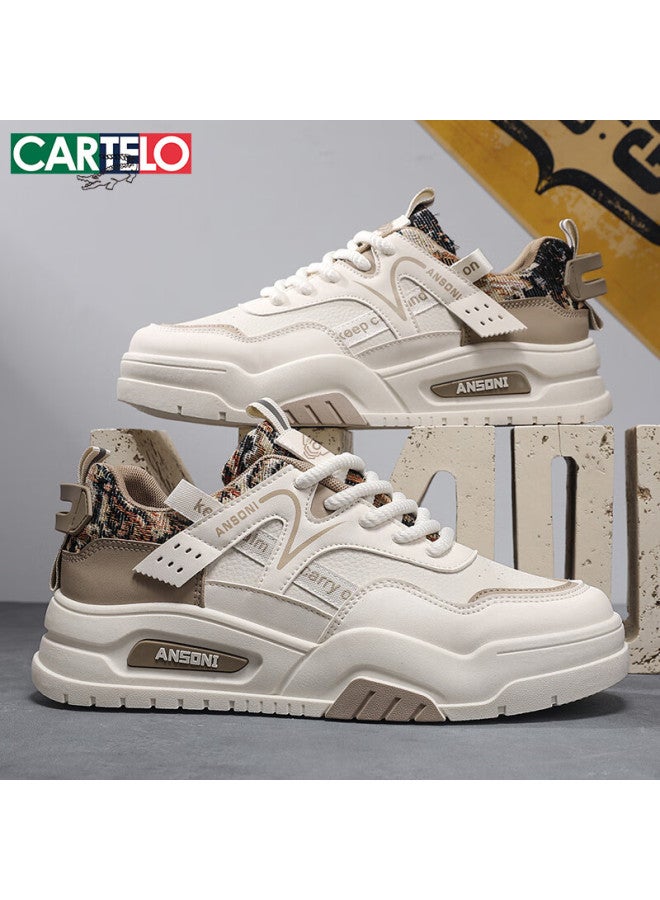 Cartelo Men's Shoes, Autumn And Winter Popular Casual Sneakers, Soft-soled Sports White Shoes For Men, Beige, Size 43 - Image 2
