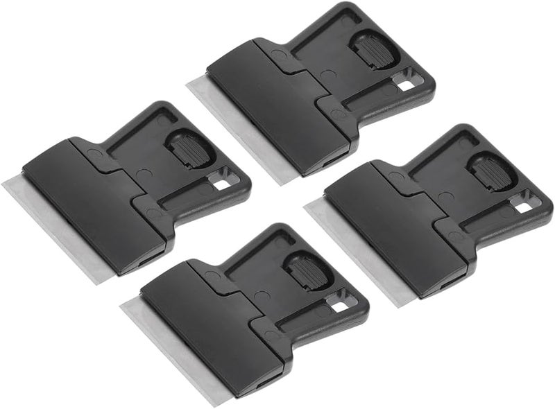 4Pcs Multi Purpose Cleaning Razor Scraper Spatula Plastic Black Window Tabs - Image 1