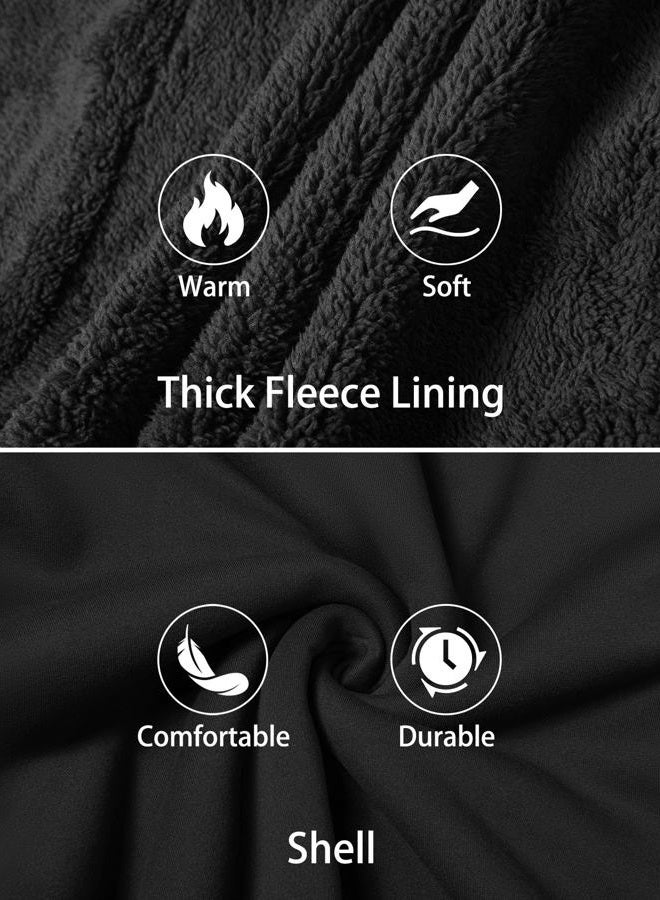 ZITY Men's Zip Up Hoodie Heavyweight Winter Sweatshirt Fleece Sherpa Lined Elbow Patches Warm Jacket Coat, Black, L - Image 4