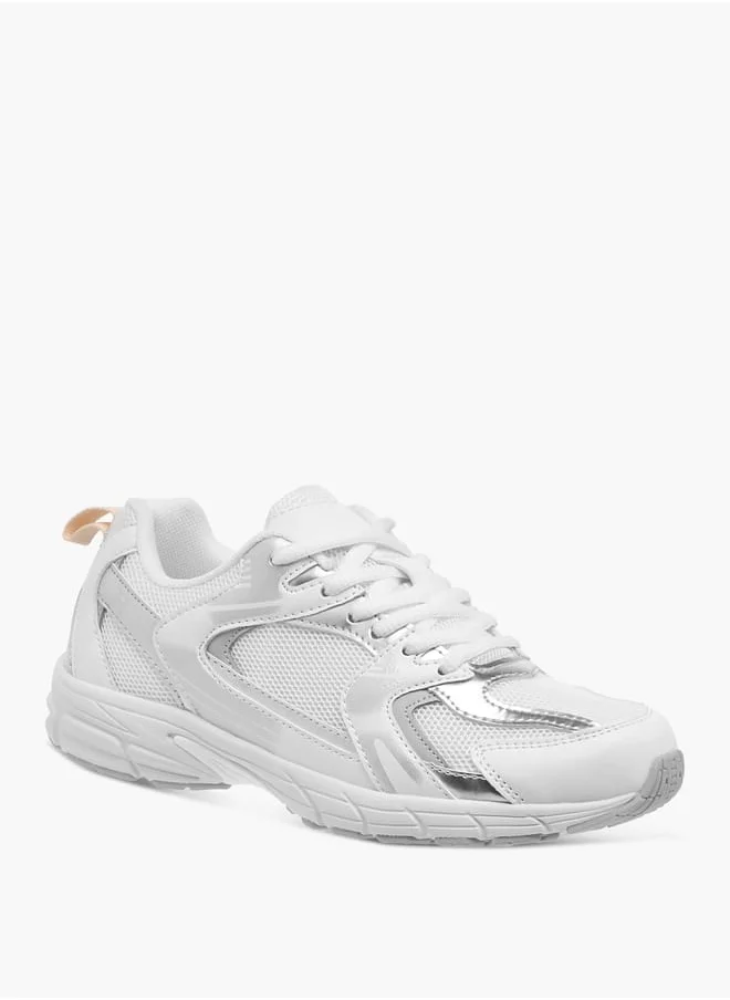 Flora Bella By Shoexpress Women's Panelled Sneakers with Lace-Up Closure