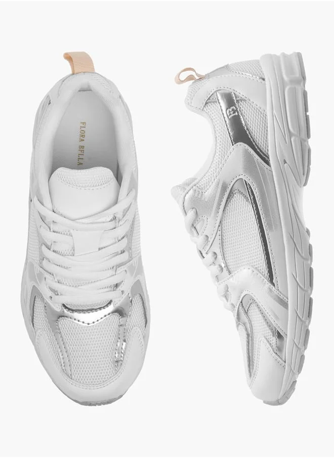 Flora Bella By Shoexpress Women's Panelled Sneakers with Lace-Up Closure
