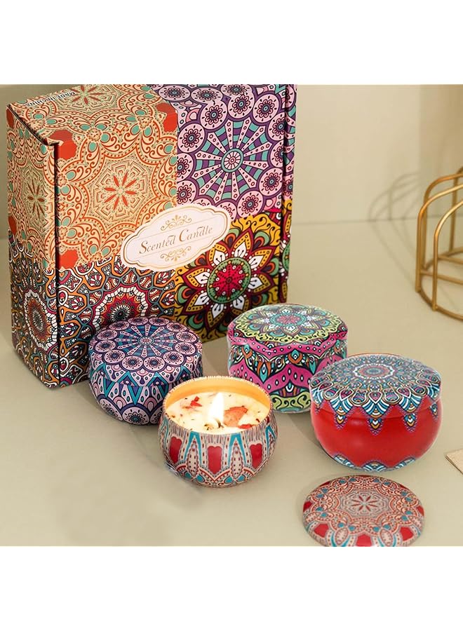 The Bros Scented Candles Gift Set,Aroma Candles Set of 4 Flavors for Women,Natural Soy Wax Aromatherapy, Portable Travel Candle Gift for Ramadan, Birthday, Mother's Day, Anniversary - Image 1