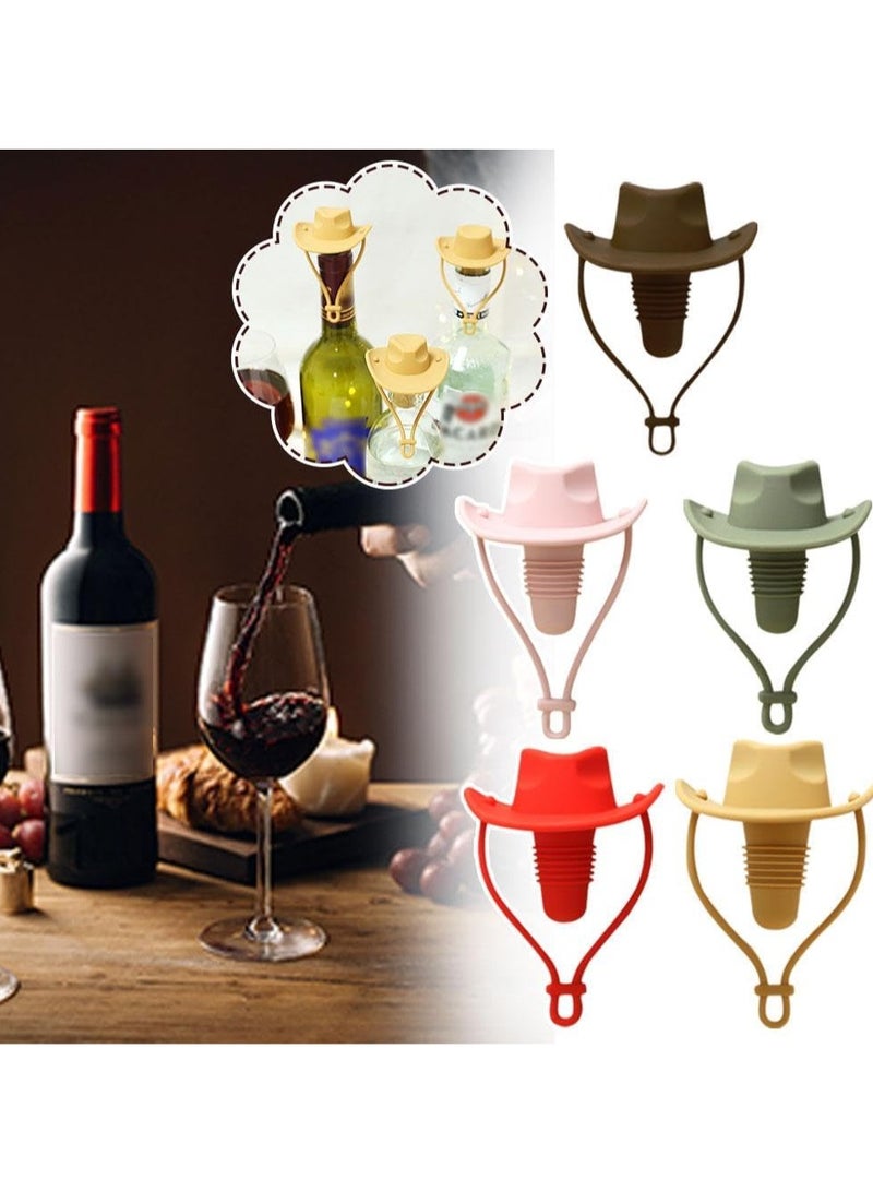 Funny And Cute Silicone Wine Stopper, Leakproof Seal Cowboy Hat Wine Bottle Stopper, Reusable Beverage Beer Champagne Wine Storage Stopper (Wheat Color Cowboy Hat) - Image 4