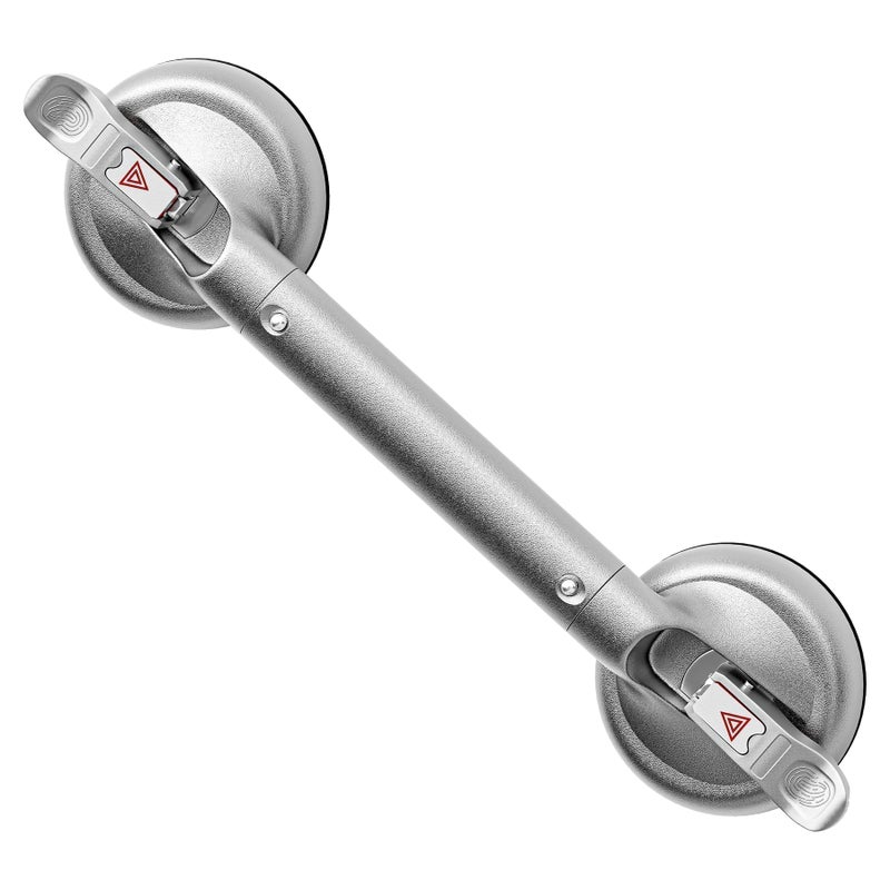 SPECILITE 17 Inch Grab Bars for Bathtubs and Showers Seniors Handles for Elderly Strong Suction Handicap Safety Handrail for Bathroom Toilet Tiles Glass Gray Silver - Image 2