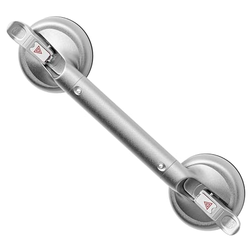 SPECILITE 17 Inch Grab Bars for Bathtubs and Showers Seniors Handles for Elderly Strong Suction Handicap Safety Handrail for Bathroom Toilet Tiles Glass Gray Silver - Image 1