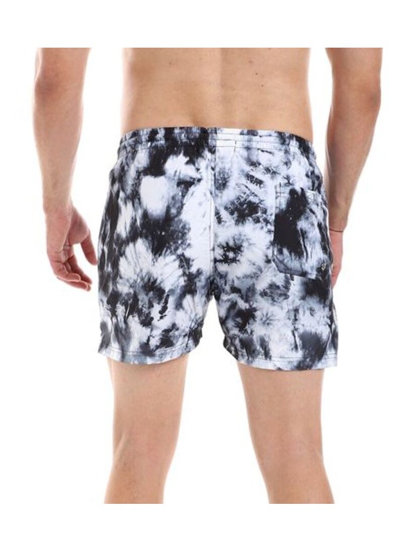 Pavone Washed Patterned  Swim Short with Sided & Back Pockets-Multicolor - Image 4
