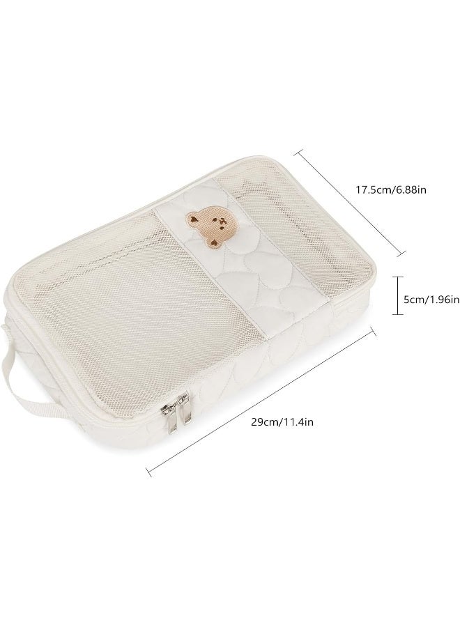 MOMIGO Baby Diaper Bag Organizer Pouches - 2 Pack Waterproof Pod Hanging Diaper Bag Cute Bear Mesh Bag Reusable, Washable or Baby Cloth Diapers (White) - Image 3