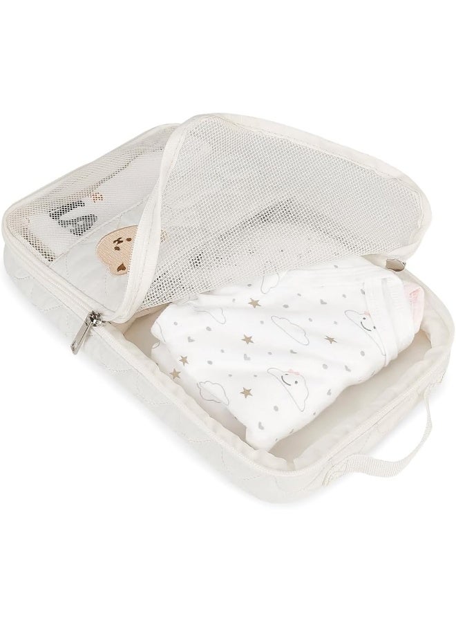MOMIGO Baby Diaper Bag Organizer Pouches - 2 Pack Waterproof Pod Hanging Diaper Bag Cute Bear Mesh Bag Reusable, Washable or Baby Cloth Diapers (White) - Image 2