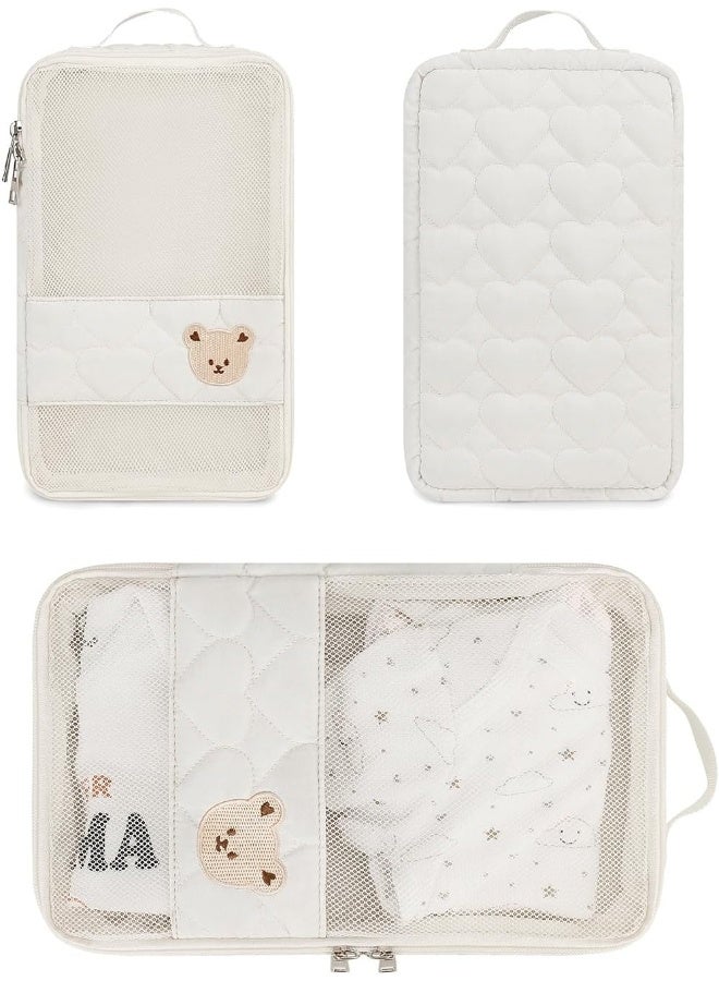 MOMIGO Baby Diaper Bag Organizer Pouches - 2 Pack Waterproof Pod Hanging Diaper Bag Cute Bear Mesh Bag Reusable, Washable or Baby Cloth Diapers (White) - Image 5