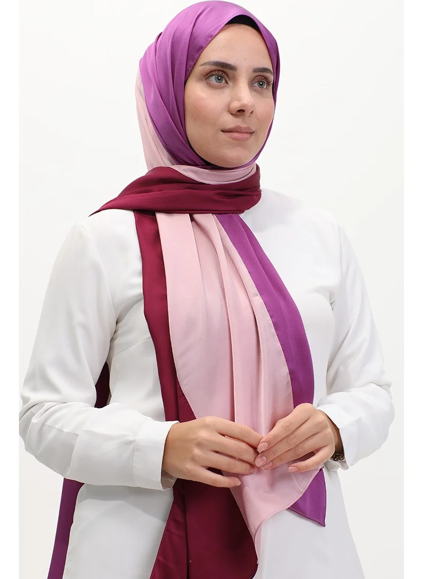 Sefa Merve Karaca Tricolor Shawl 81049-03 Fuchsia Salmon Purple