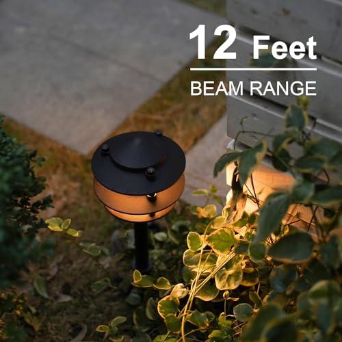 GOODSMANN Landscape Lighting 4PK Pathway Lights Low Voltage 2.2 Watt LED 12V AC Landscape Lights 30 Lumen Warm White with Cable Connectors Metal Stakes 9122-21102-04A - Image 5