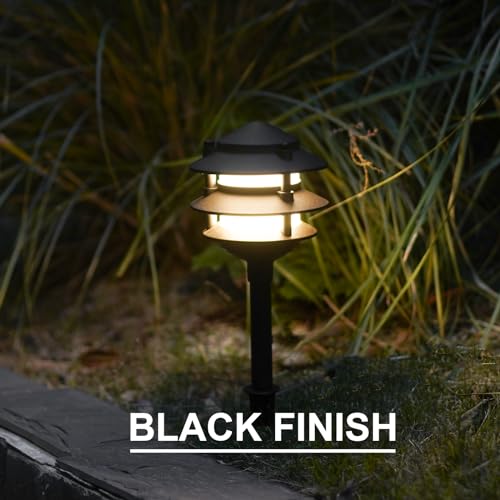 GOODSMANN Landscape Lighting 4PK Pathway Lights Low Voltage 2.2 Watt LED 12V AC Landscape Lights 30 Lumen Warm White with Cable Connectors Metal Stakes 9122-21102-04A - Image 3