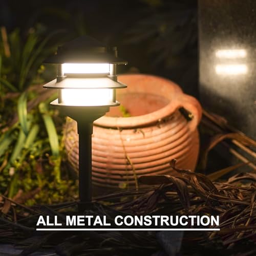 GOODSMANN Landscape Lighting 4PK Pathway Lights Low Voltage 2.2 Watt LED 12V AC Landscape Lights 30 Lumen Warm White with Cable Connectors Metal Stakes 9122-21102-04A - Image 4
