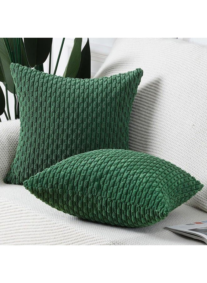 MADIZZ Pack of 2 Boho Corduroy Striped Throw Pillow Covers 26x26 Inch Green Soft Decorative Cushion Cover for Bedroom Sofa Pillow Shell - Image 2