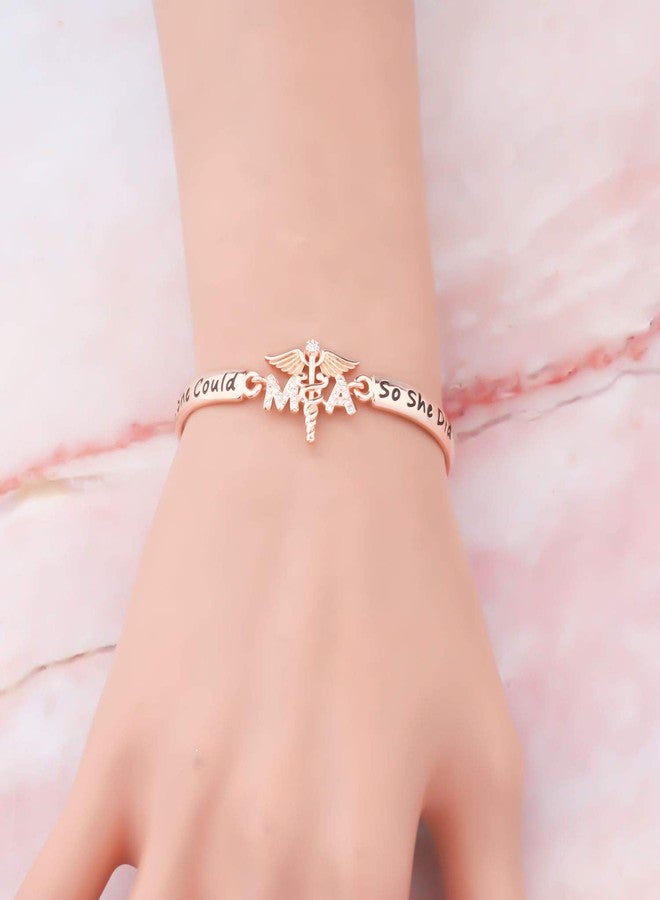 HOLLP Medical Bracelet Cuff - MA Graduation Gift, She Believed She Could So She Did, Silver, One Size - Image 3