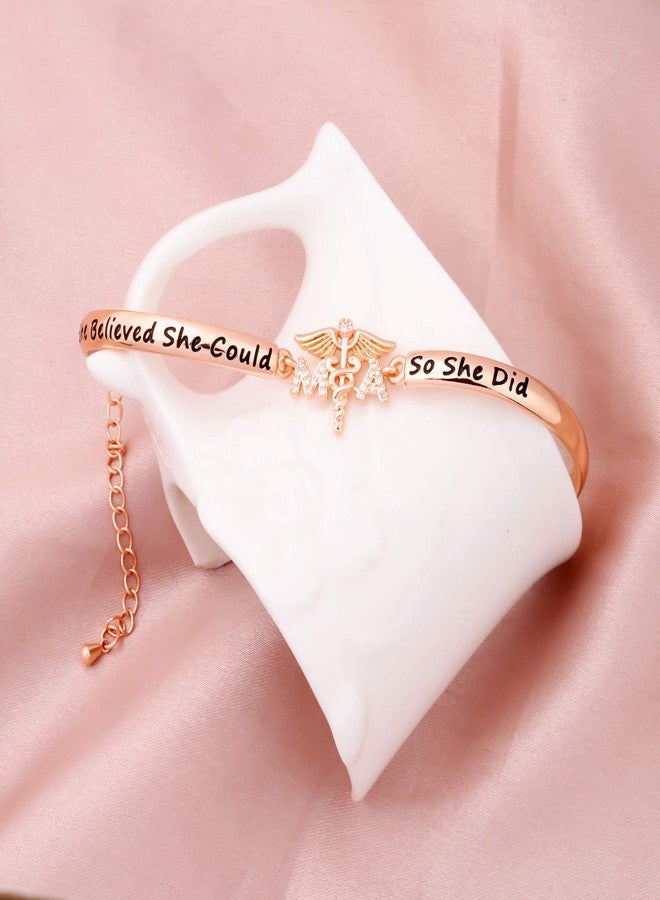 HOLLP Medical Bracelet Cuff - MA Graduation Gift, She Believed She Could So She Did, Silver, One Size - Image 4