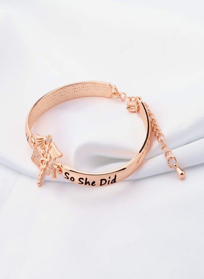 HOLLP Medical Bracelet Cuff - MA Graduation Gift, She Believed She Could So She Did, Silver, One Size - Image 5