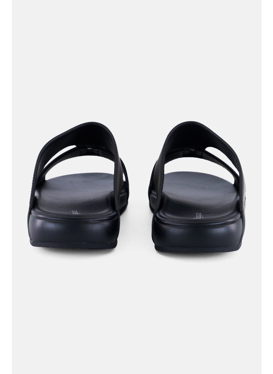 Algspar Men Double Strap Slip On Arabic Sandals, Black  - Image 2