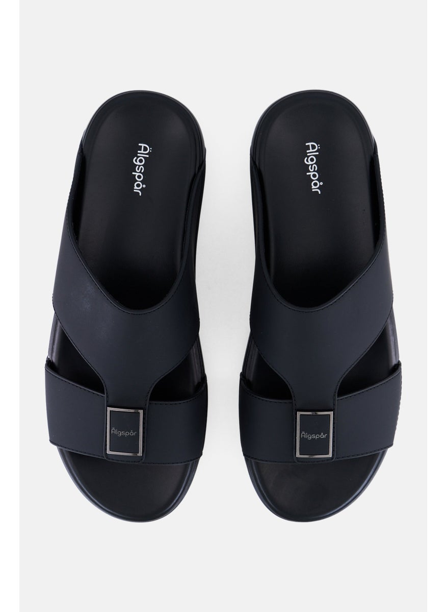 Algspar Men Double Strap Slip On Arabic Sandals, Black  - Image 3