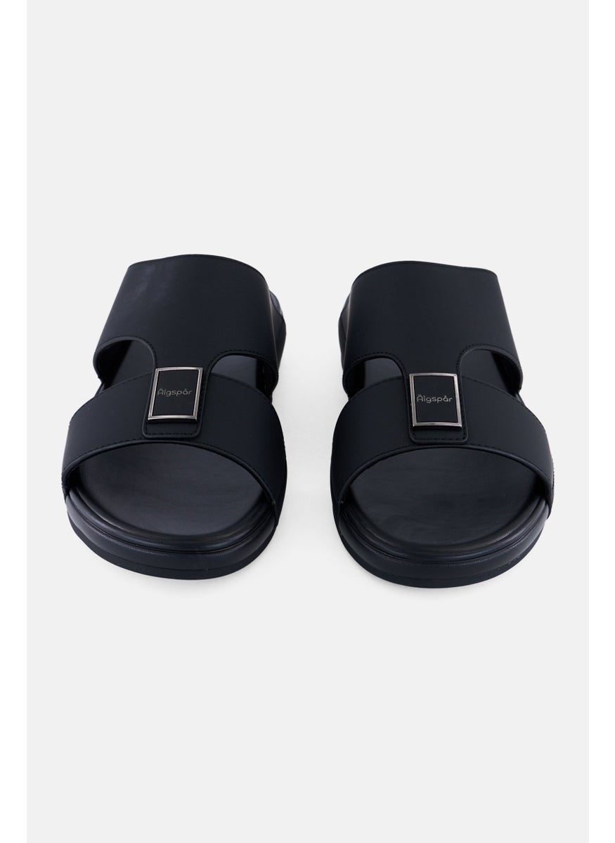 Algspar Men Double Strap Slip On Arabic Sandals, Black  - Image 4
