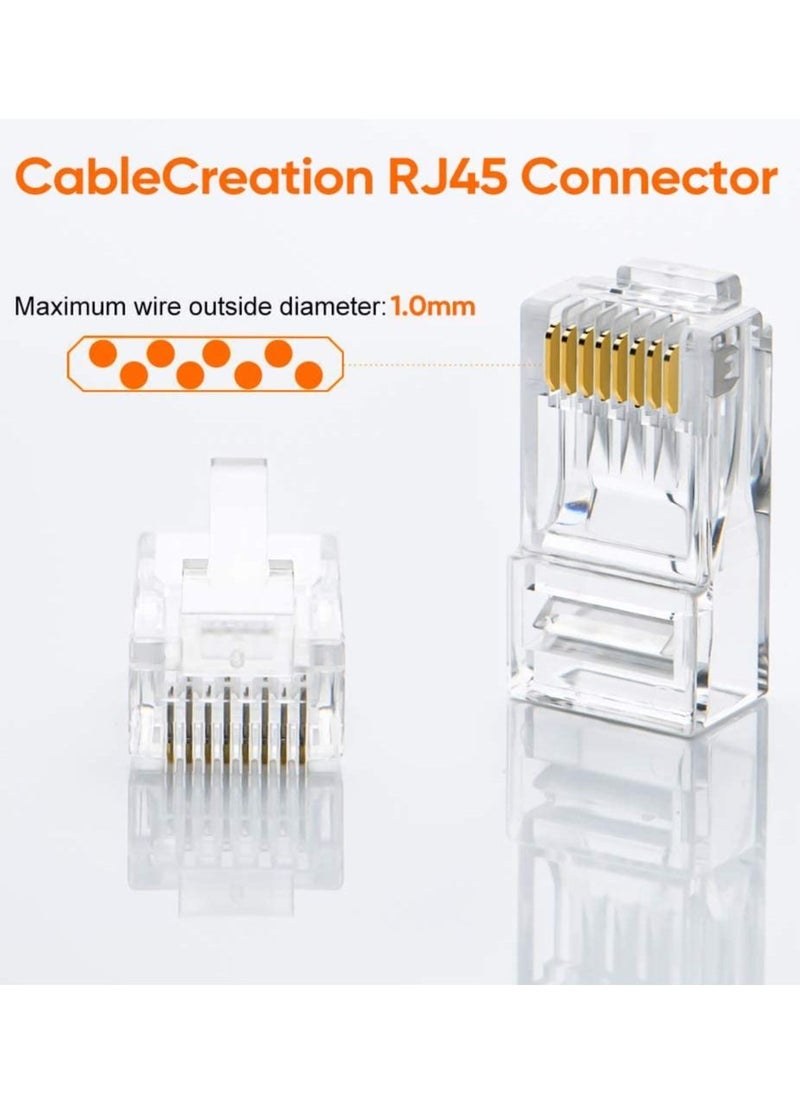 Ntech Royal Apex RJ45 Plugs Connector 8P8C Cat7 Crimp Connector RJ45 Ends, Ethernet Modular Crimp Connectors for Twist Paired Solid and Standard Ethernet Cable Wire (Pack of 25)